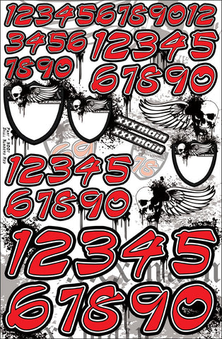 Skulls Number Set - Red