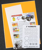 2 Inch Numbers pre-cut vinyl RC Body Paint Stencil with included Transfer Tape.