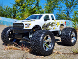Traxxas Stampede custom painted with Carbon Fire reverse printed stickers. They go on the inside before you paint!