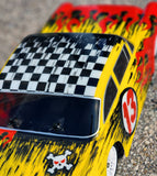 Large Checkers RC Body Mask used on a 50's Sportsman Racer