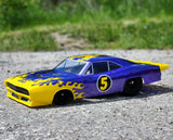 Face Flames and 2" Numbers vinyl Paint Mask custom painted RC drag body shell.