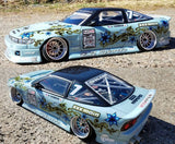 Dark Bloom vinyl RC body stickers on a custom Drift car paintjob.