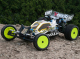 Team Associated RC10 B4 with Dark Bloom RC car body stickers custom paintjob.