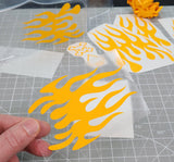 Double Flames pre-cut vinyl RC body paint mask with included Transfer Tape for easy application.