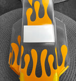 Large Drips RC Paint vinyl Paint Mask on an RC10 Vintage body shell and ready for paint