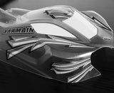 Arrma Typhon RC body shell with Dysfunctional reverse printed stickers installed and ready for paint. 