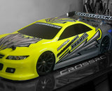 Reverse printed stickers used for a custom yellow and silver RC Touring Car paint job.