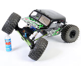 Axial RC Crawler custom painted black with white and green Flame Strings pre-cut vinyl Paint Masking Stencils.