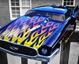 RC Drag body shell custom painted using pre-cut vinyl Flame Stripes Paint Masking Stencils.