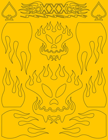 Flaming Skulls Vinyl RC Paint Masks - xxx main Racing
