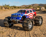 Custom airbrushed Traxxas E-Maxx using pre-cut vinyl Stars and Stripes RC Body Paint Masking Stencils