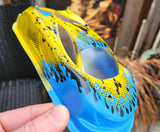 1/28 micro RC Car body shell custom painted with Micro Drips and Dots pre-cut vinyl paint masking stencils.