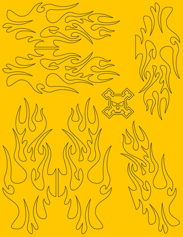 Mini Flames pre-cut vinyl RC Paint Masks - xxx main Racing