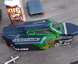 Pro Flames RC Masking Stencil on a 1/10 buggy body blacked out