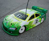 XRay RC Touring Car custom painted with xxx main Pro Flames vinyl masking template.