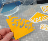 Razor Flames pre-cut Vinyl RC Paint Mask with Transfer Tape applied