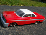 Super Pimp RC Red Ghost Flames Custom Painted body shell using xxx main pre-cut vinyl Paint Masking Templates.