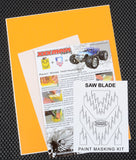 Saw Blade RC body Paint Masking Stencil with included Transfer Tape and printed instructions.