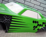 Scallops RC Car Paint Masking Templates on a drag racing body shell.