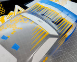 Scallops vinyl Masking Stencils installed to paint a custom RC Drag Racing Body