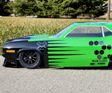 RC Drag Racing Body painted with xxx main Racing Scallops pre-cut vinyl paint masking kit.