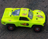 Skulls O'Fire RC body stickers on a Traxxas Slash. Trim, peel, and stick.