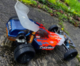 Vintage RC10 custom airbrush paint job with Splatter Drips vinyl RC Paint Masking Template.