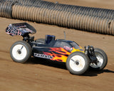 Team Flame vinyl masking templates used to custom paint a nitro 1/8 scale racing buggy.