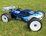 Mugen 1/8 Nitro Truggy custom airbrush paint job using xxx main Tribal Flames pre-cut vinyl Paint Masking Stencils