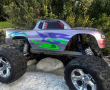 Traxxas Stampede custom painted with xxx main Tribal Mayhem pre-cut vinyl Paint Masking Stencils.