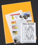 Tribal Mayhem pre-cut vinyl RC Body Paint Masking Stencil with included Transfer Tape and printed instructions.