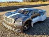 Custom Painted Drag Racing RC Car body shell with xxx main Racing Tribal Stripes Paint Masking Kit.