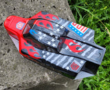1/8 Buggy RC body shell custom painted using xxx main Fatty Flames, Dots, and USA Flags vinyl Paint Masks.