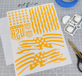 USA Flags pre-cut vinyl paint masking stencil weeded and ready to be installed in an rc body shell for a custom paint job.
