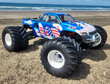 Custom painted Traxxas Revo using xxx main USA Flags pre-cut vinyl Paint Masking Stencils
