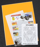 X-Flames RC Car Body pre-cut vinyl Paint Masking Stencil with Transfer Tape and printed instructions.