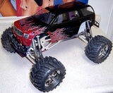 Custom airbrushed RC body design using xxx main Pro Flames Paint Template.