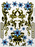 Dark Bloom RC sticker sheet. Printed on clear flexible vinyl. Trim, peel, and stick radio control detailing decals.